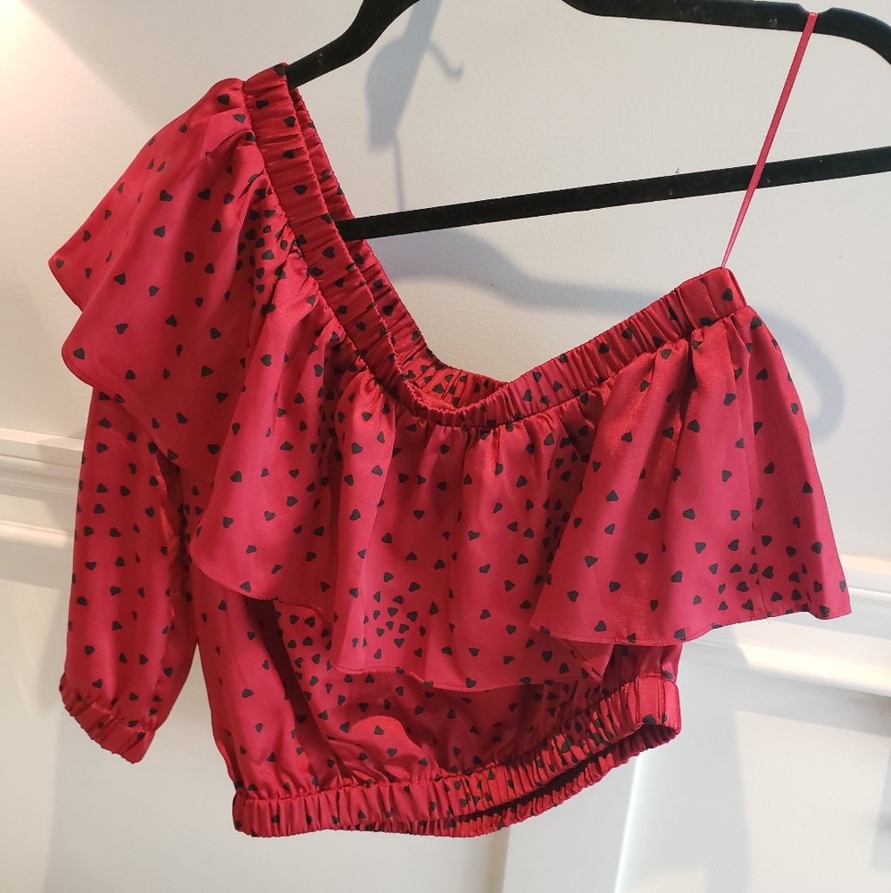 Heart One Shoulder Ruffle Top ❤